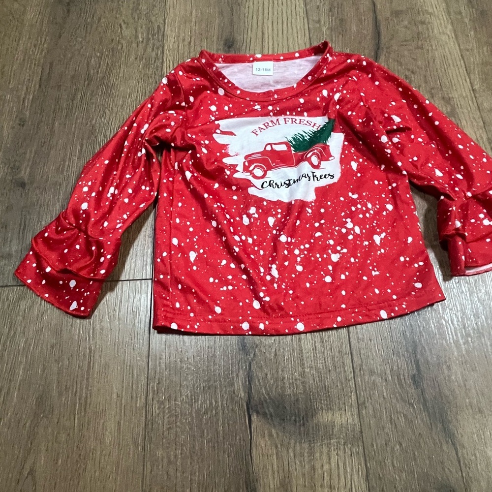 Source Unknown Red Christmas Tree Kids Long Sleeve Tee
